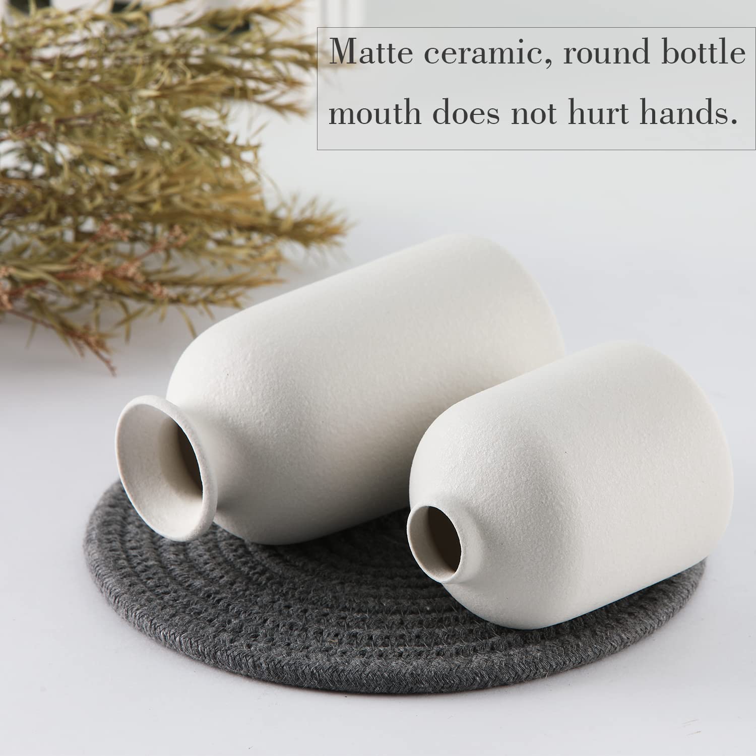 Cemabt White Ceramic Vase Set-3 Small Flower Vases For Decor,Modern Boho Farmhouse Home Decor,Decorative Vase For Pampas Grass&D
