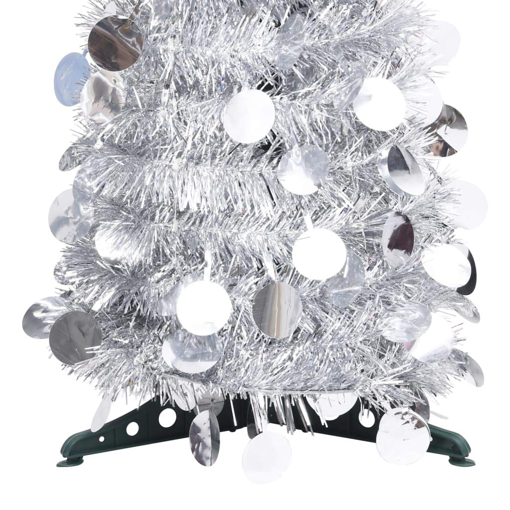 Vidaxl 6 Ft Silver Pop-Up Pet Christmas Tree – Lightweight, Collapsible, Suitable For Indoor And Outdoor, Unique Holiday Decoration