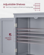 Vasagle Bathroom Floor Storage Cabinet, Bathroom Storage Unit, Freestanding Cabinet With 4 Doors, Adjustable Shelves, 11.8 X 23.6 X 43.3 Inches, Mystic Gray Ubbc552P36