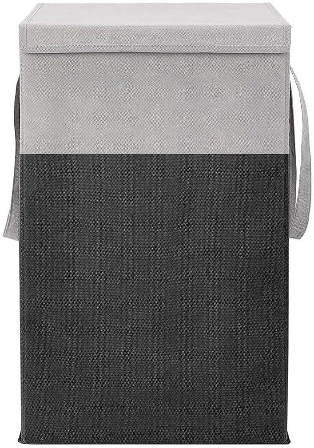 DualColor 75L Laundry Basket With Lid, Black And Grey Storage Bin For Clothes, Large Capacity Organizer For Bedroom & Bathroom