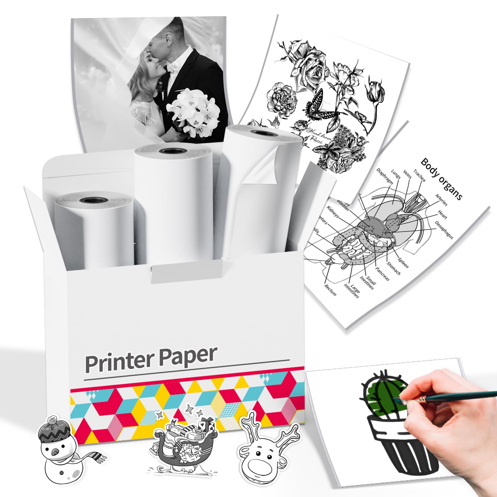 Hd White Sticker Paper, Adhesive Thermal Paper For M02 M02S M02Pro M03 M03As M04S Pocket Phone Printer - Memoking M02 Label Pape