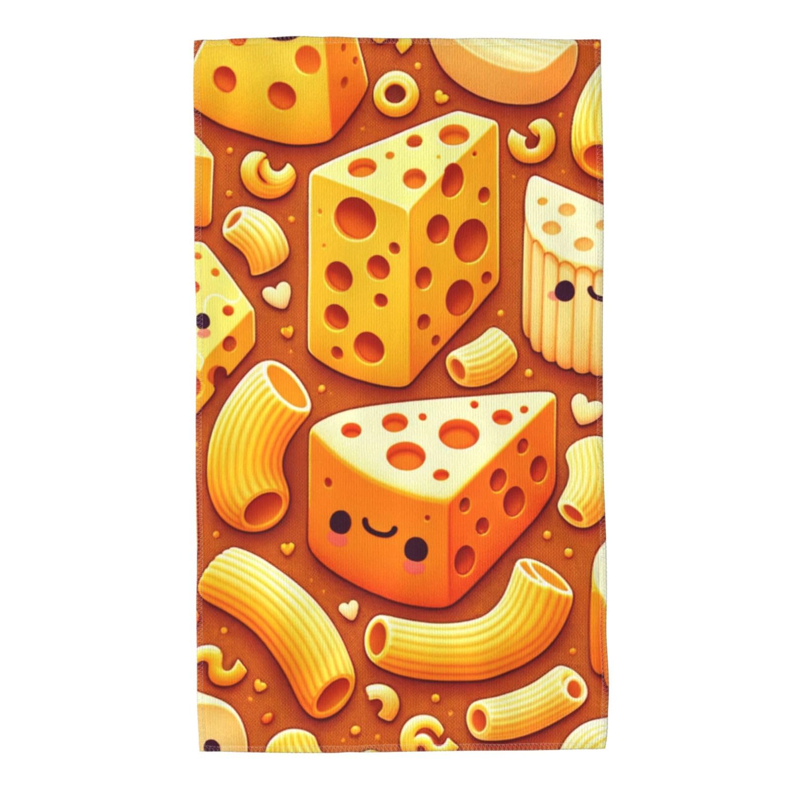 Augenstern Cheese-Macaroni-Food Microfiber Beach Towel 27.5 X 16 Inches, Soft Absorbent Bath Towel for Bathroom, Pool, Beach, Tr