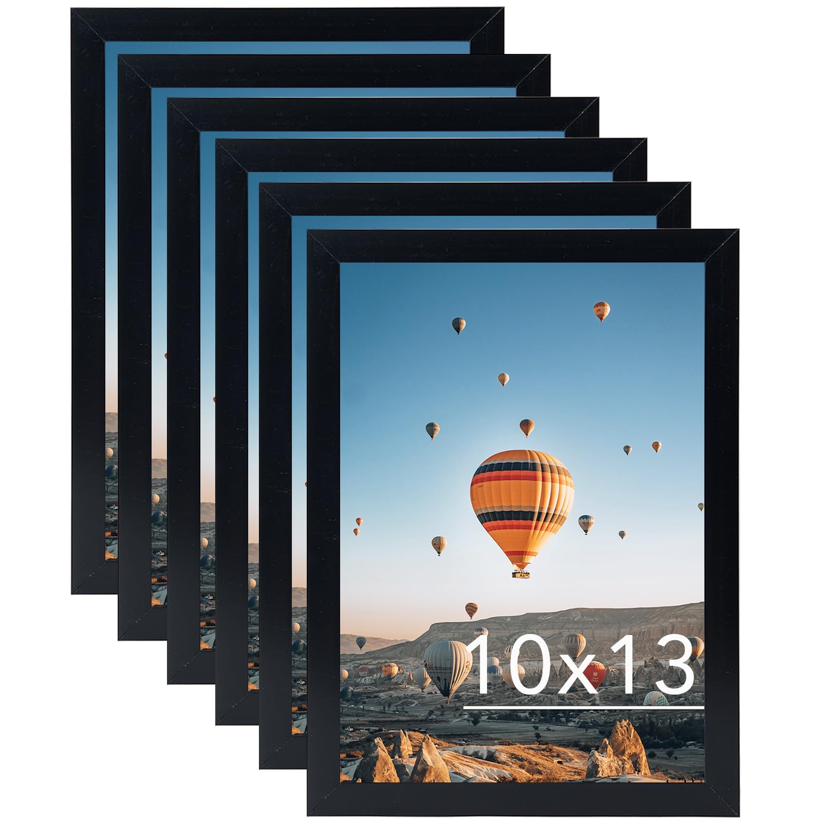 JCJMY 10x13 Picture Frame Set of 6 Black for Wall Hanging, Wall Mounting Horizontally or Vertically, 10 x 13 Wall Gallery Poster