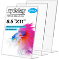 Xydstay 3 Pack 8.5X11 Acrylic Sign Holder For Picture Frames, L Shape Clear Plastic, Plastic Sign Holder,Menu Holder, Unbreakabl
