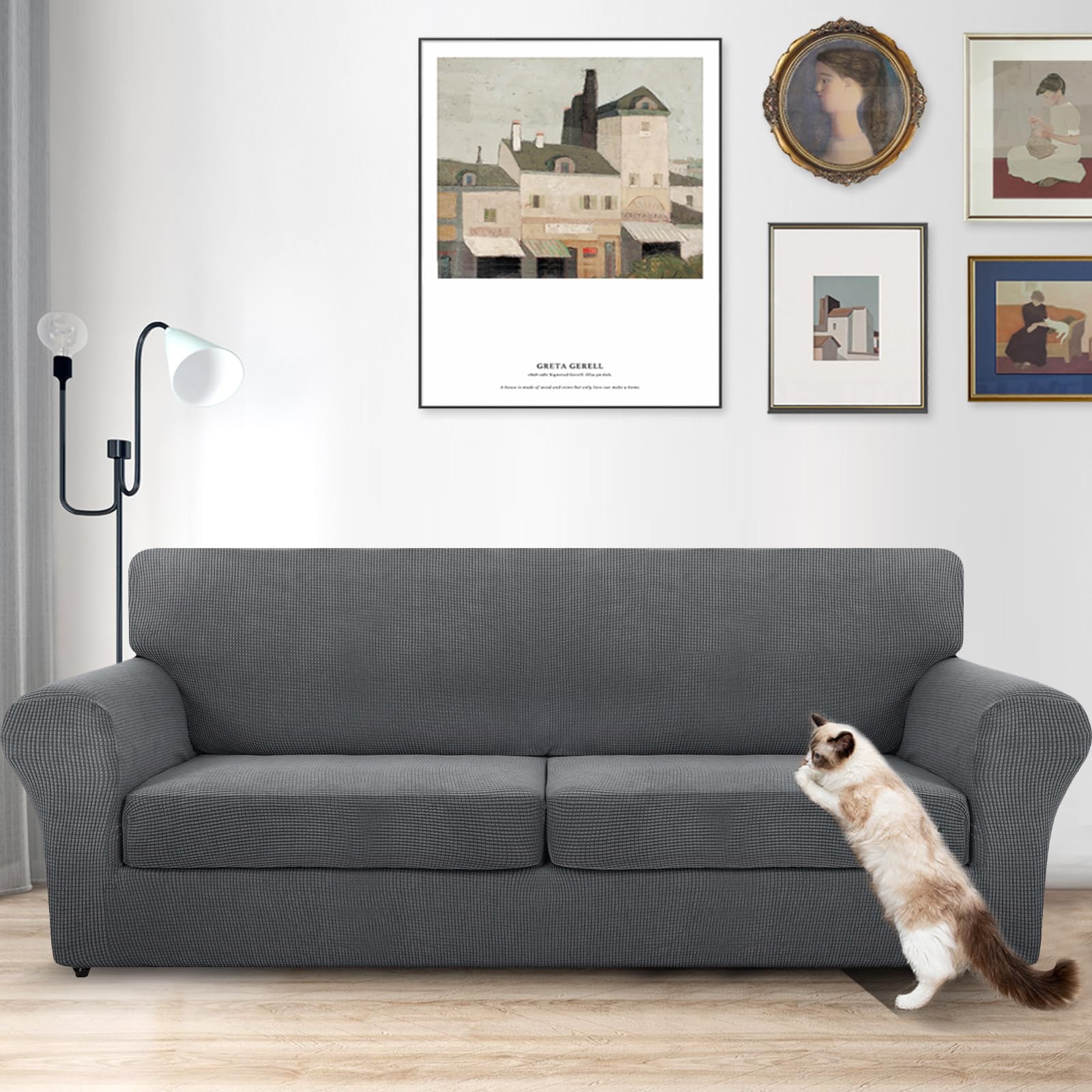 Maxijin 3 Piece Couch Covers For 2 Cushion Couch Super Stretch Loveseat Sofa Cover For Dogs Pet Proof Furniture Protector Non Sl