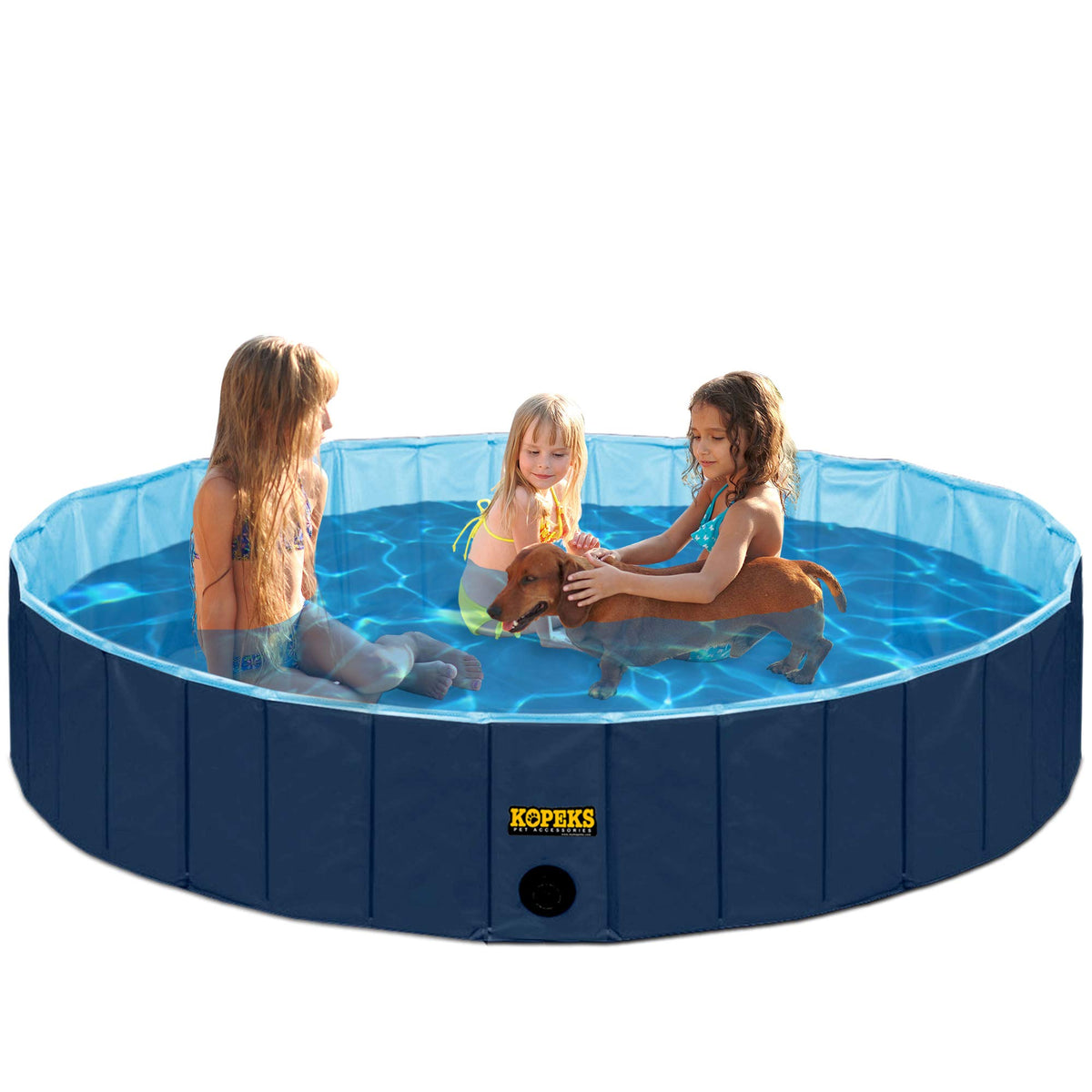 Kopeks Outdoor Swimming Pool Bathing Tub - Portable Foldable - Ideal For Pets - Xl 63' X 12',Blue,Pool-Blue-Xl