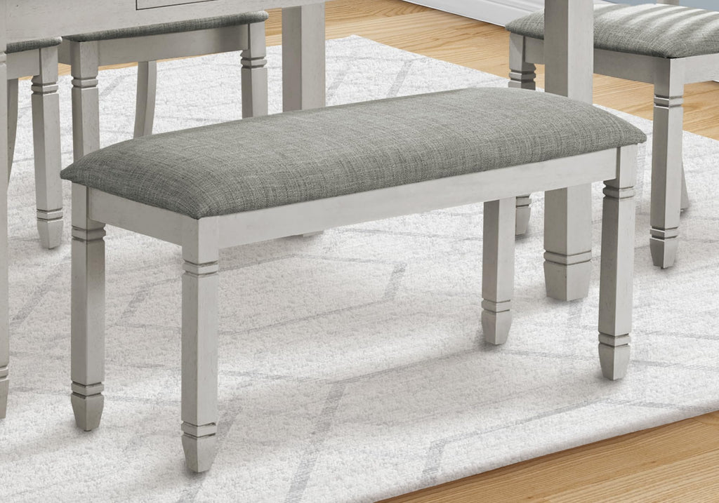 Monarch Specialties I 1257 Upholstered Bench, 41?Rectangular Solid Wood, Grey Fabric, Style, Kitchen, Dining Room
