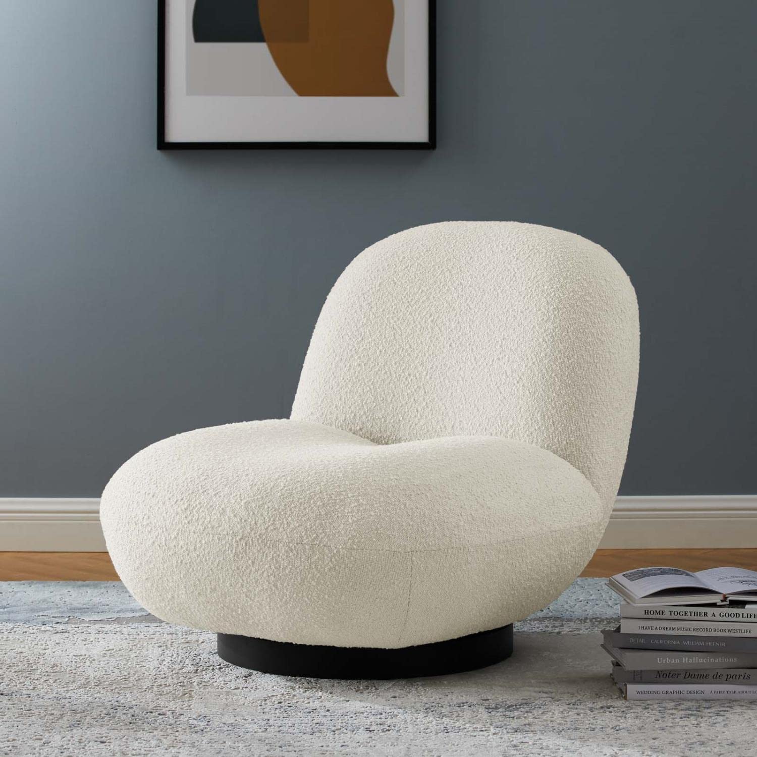 Modway Kindred Fabric Swivel Chair With Black Ivory Finish Eei-5486-Blk-Ivo
