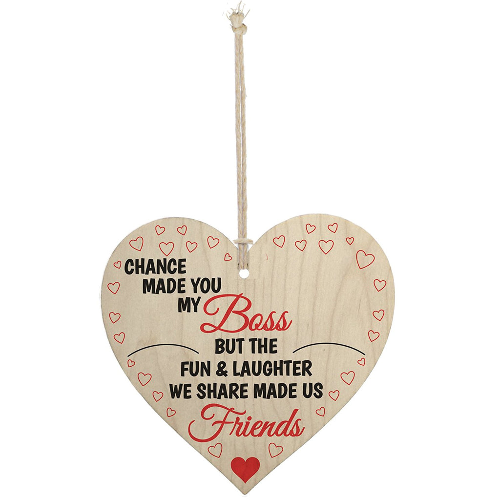 Meijiafei Boss Fun & Laughter Friends Manager Work Colleague Leaving Gift Plaque Wooden Heart Sign