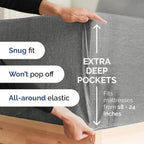 Extra Deep Pocket Split King Sheets - 5 Piece Breathable & Cooling Bed Sheets - Hotel Luxury Bed Sheet Set - Soft, Wrinkle Free & Comfy - Easily Fits Extra Deep Mattresses - Heathered Grey Sheets Set