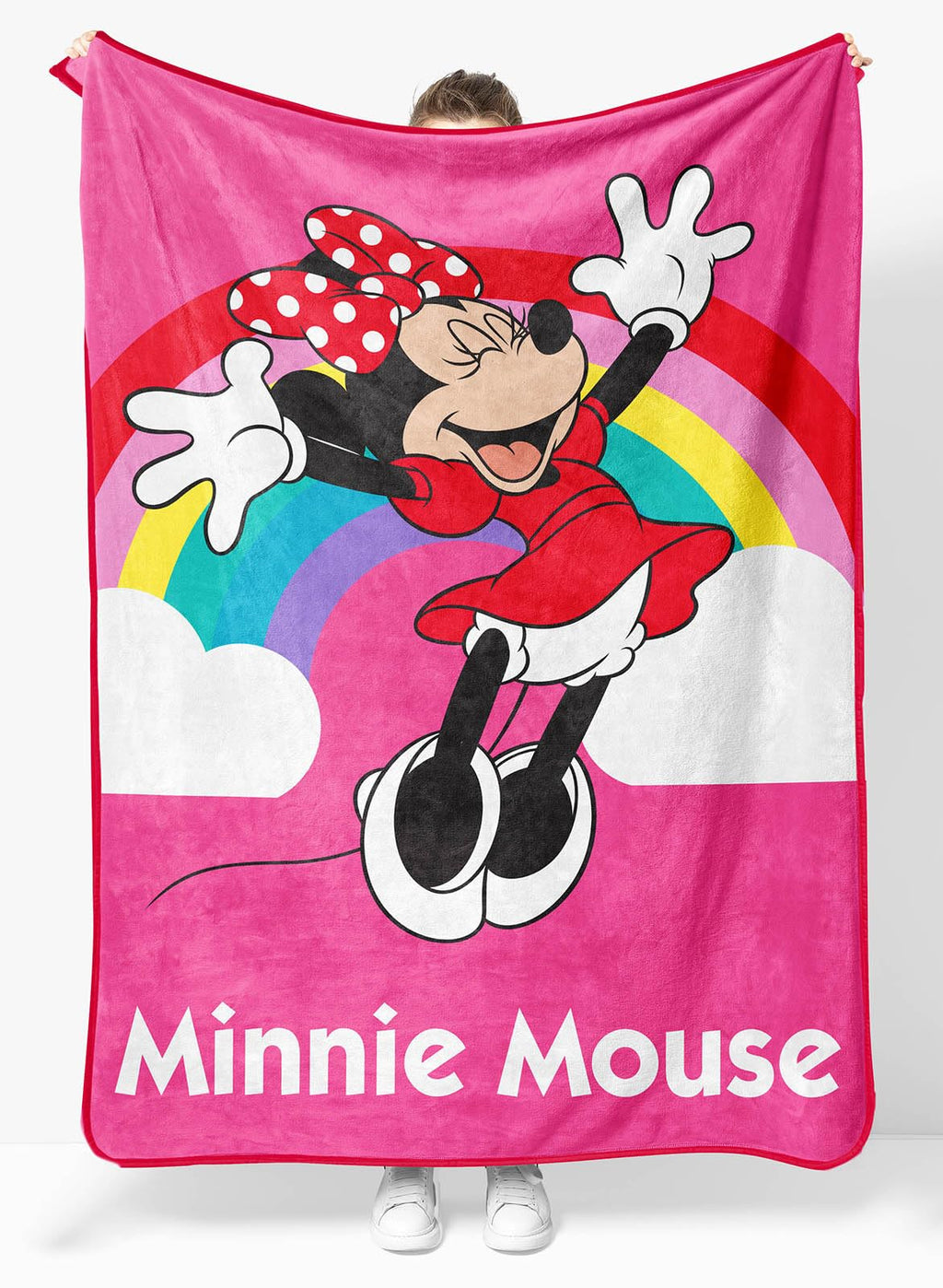Disney Minnie Mouse Plush Throw Blanket - Measures 46 X 60 Inches - Super Soft & Cozy Fleece Rainbow Kids Bedding