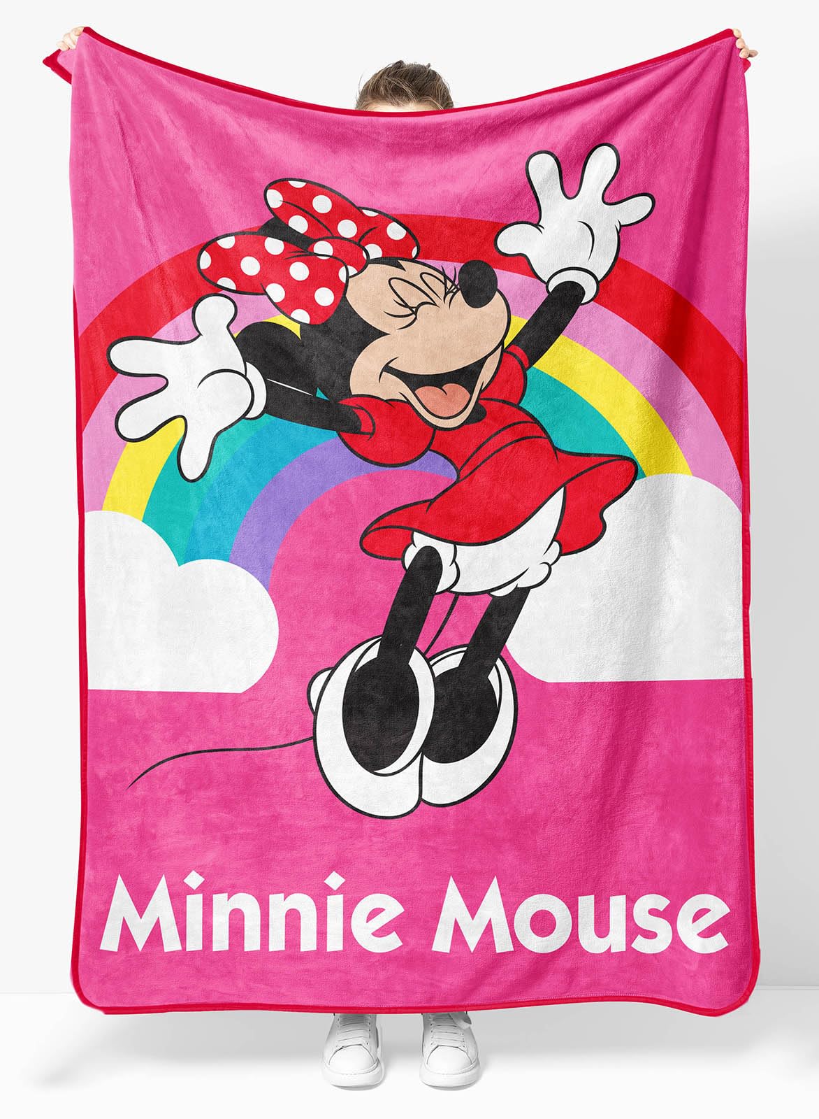 Disney Minnie Mouse Plush Throw Blanket - Measures 46 X 60 Inches - Super Soft & Cozy Fleece Rainbow Kids Bedding