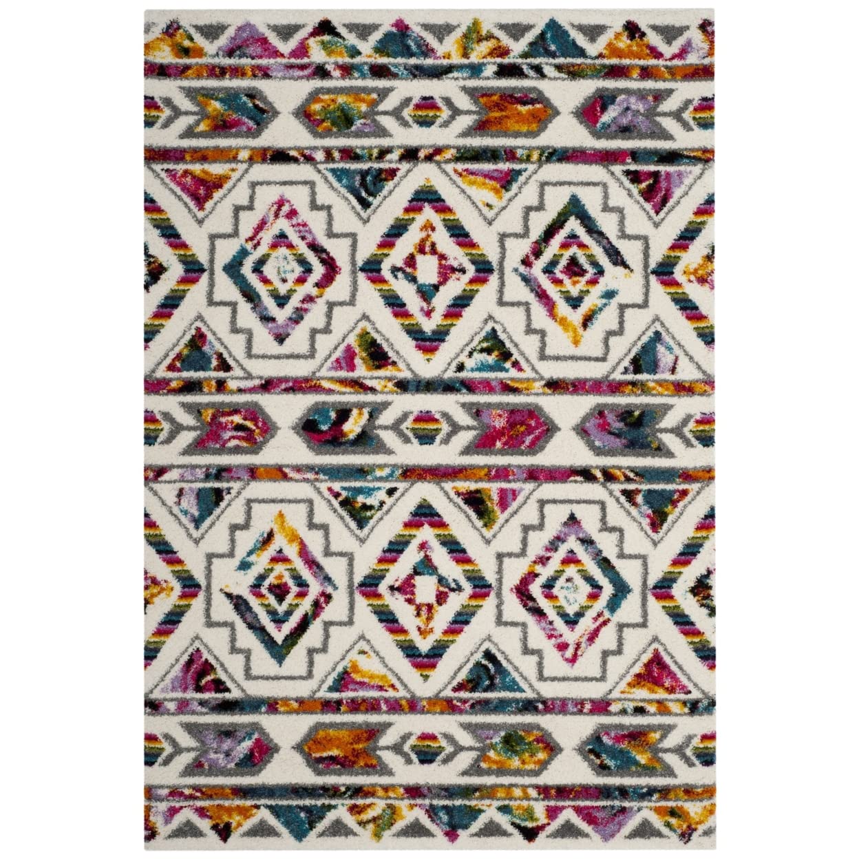 SAFAVIEH Fiesta Shag Collection Accent Rug - 23 x 4, Cream & Multi, Boho Design, Non-Shedding & Easy Care, 0.5-inch Thick Idea