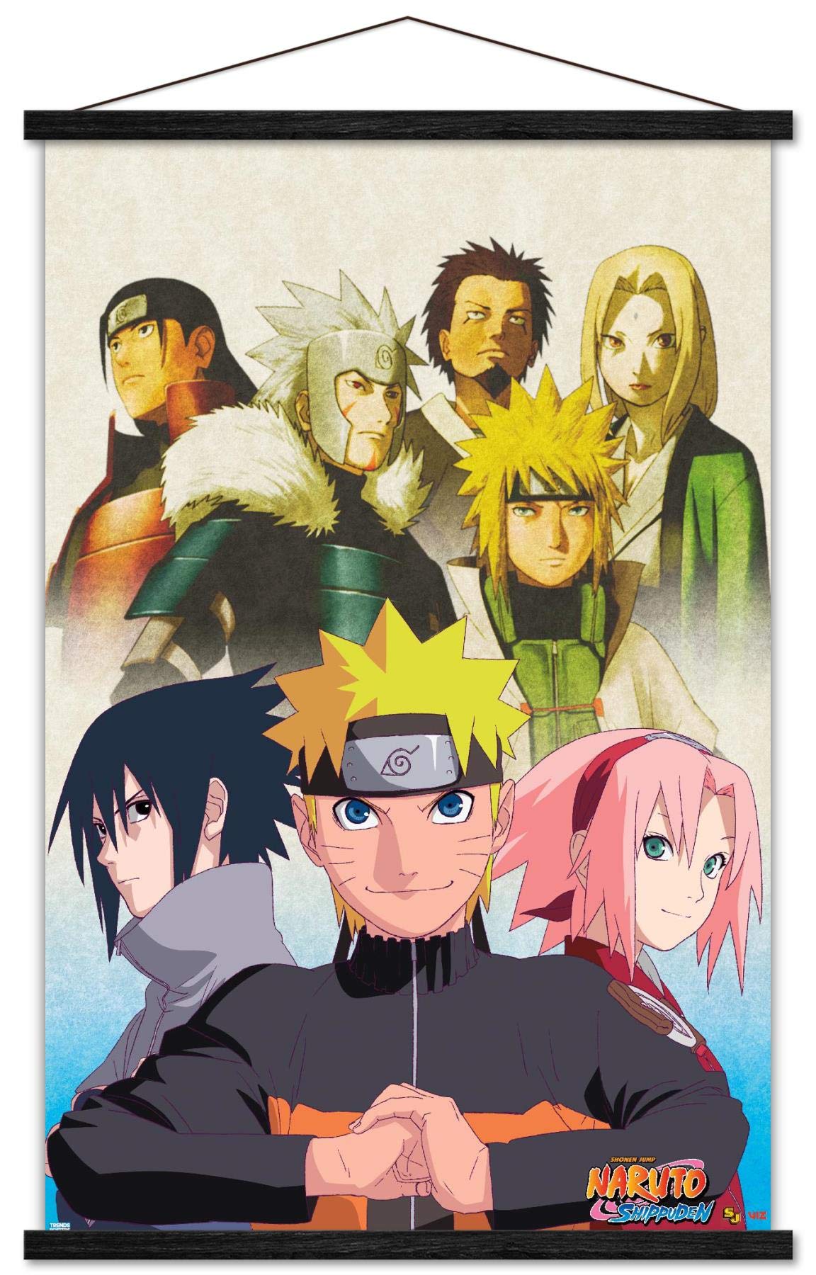 Trends International Naruto Shippuden - Key Art Wall Poster, 22.375 x 34, Print and Black Hanger Bundle