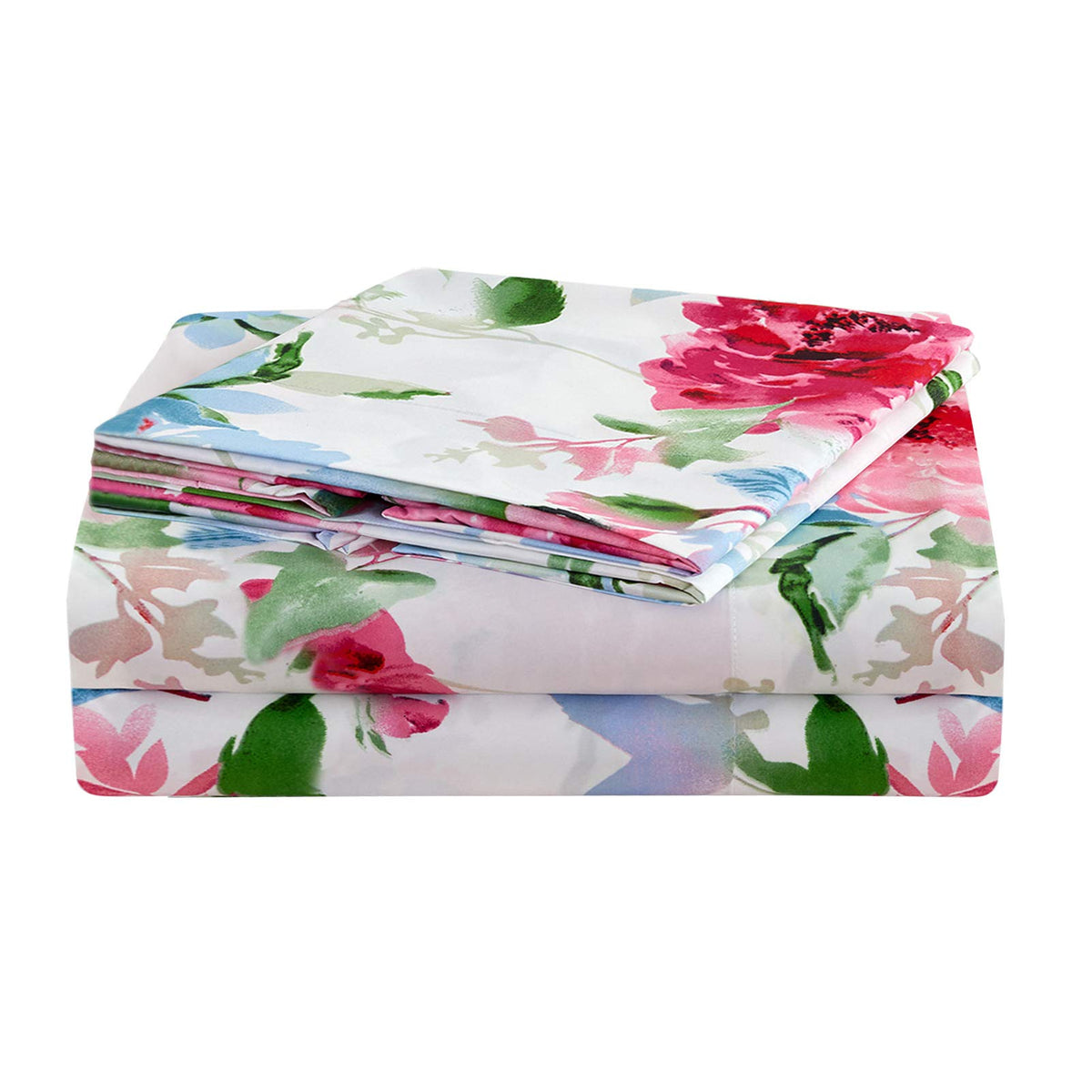 Jsd Floral Print Sheet Set King, 4 Piece Brushed Microfiber Hotel Quality Bedding Sheets 15 ' Extra Deep Pocket, Soft Durable W
