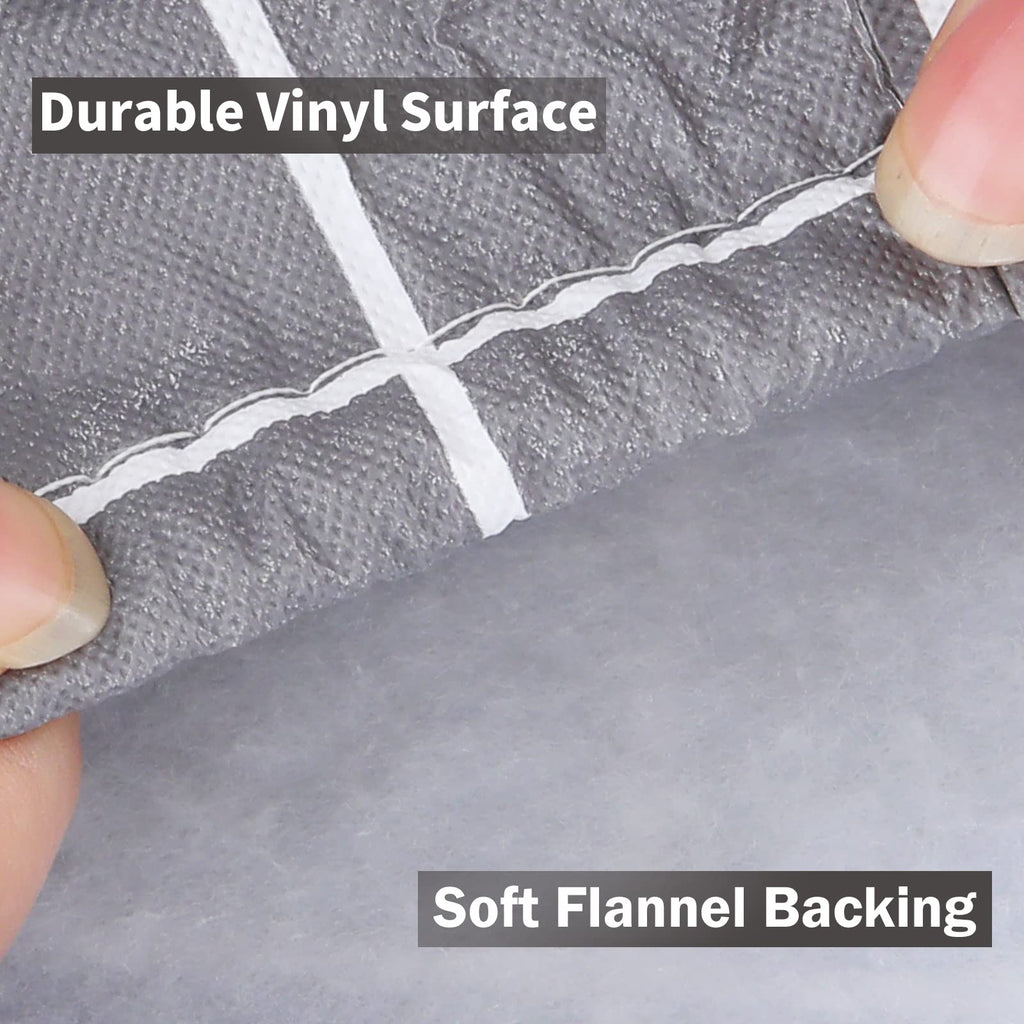 Spotjoy Rectangle Tablecloth, Elastic Fitted Flannel Backed Plastic Table Covers For 4Ft Table, Waterproof Wipeable Vinyl Tablec