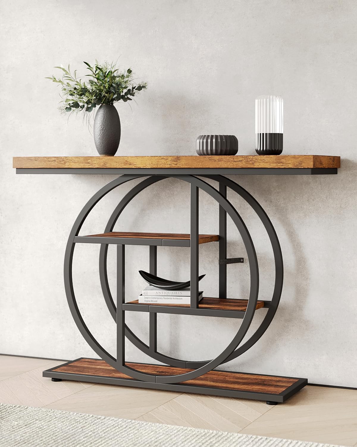 LITTLE TREE Console Table, 4-Tier Entryway Table, 41.3-Inch Industrial Sofa Table for Living Room, Foyer Hallway Table for Entra