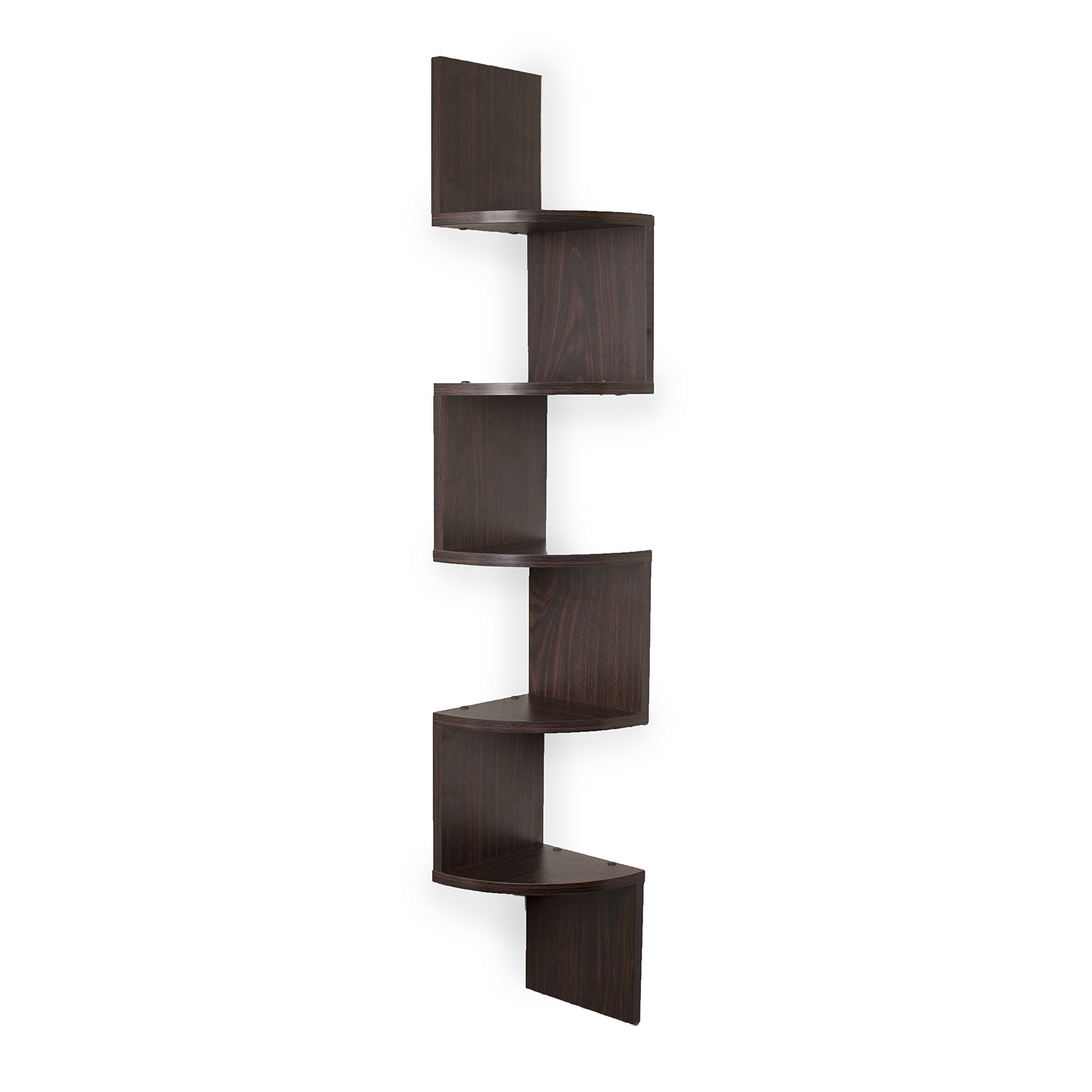 Danya B Decorative Floating Shelf Units, Rustic Shelf Organizer for Home Furnishings, 5 Tier Corner Shelf, Great for Living Room