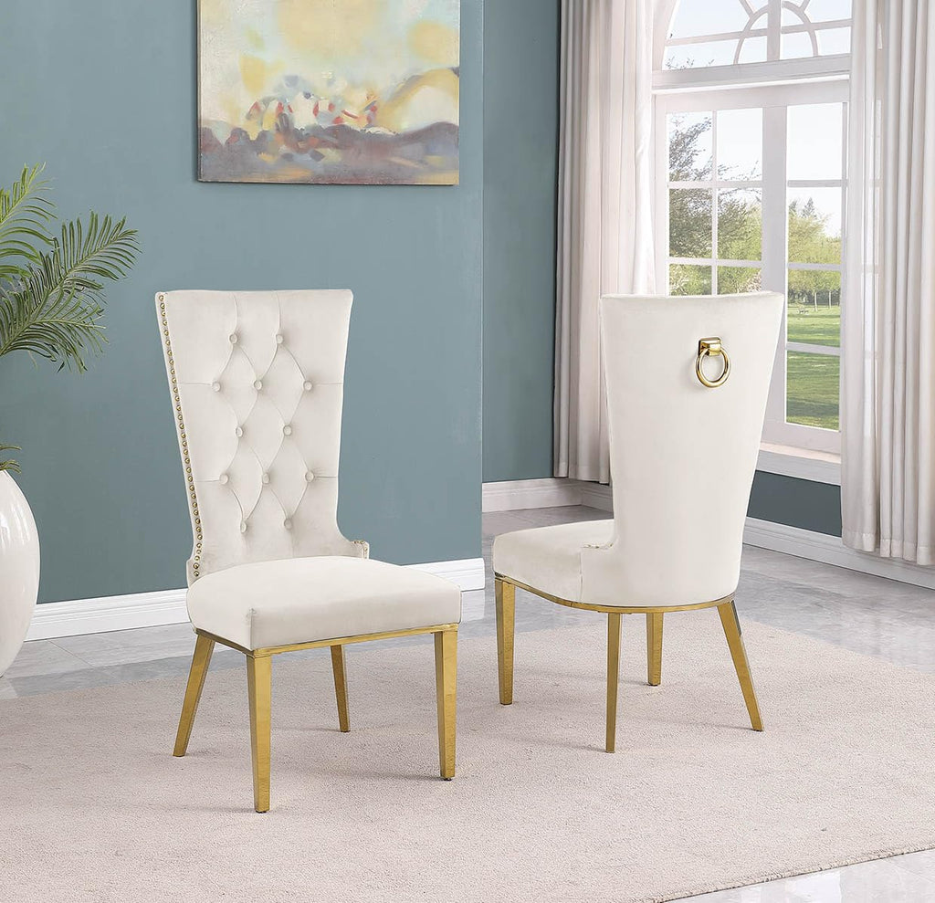 Best Quality Furniture SC330-337 Dining Chairs, Cream/Gold