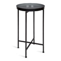 Kate And Laurel Celia Round Foldable Tray Accent Table, 14' X 14' X 25.75', Gray And Black, Modern Minimalist Design And Magnetic Tabletop