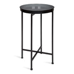 Kate And Laurel Celia Round Foldable Tray Accent Table, 14' X 14' X 25.75', Gray And Black, Modern Minimalist Design And Magnetic Tabletop