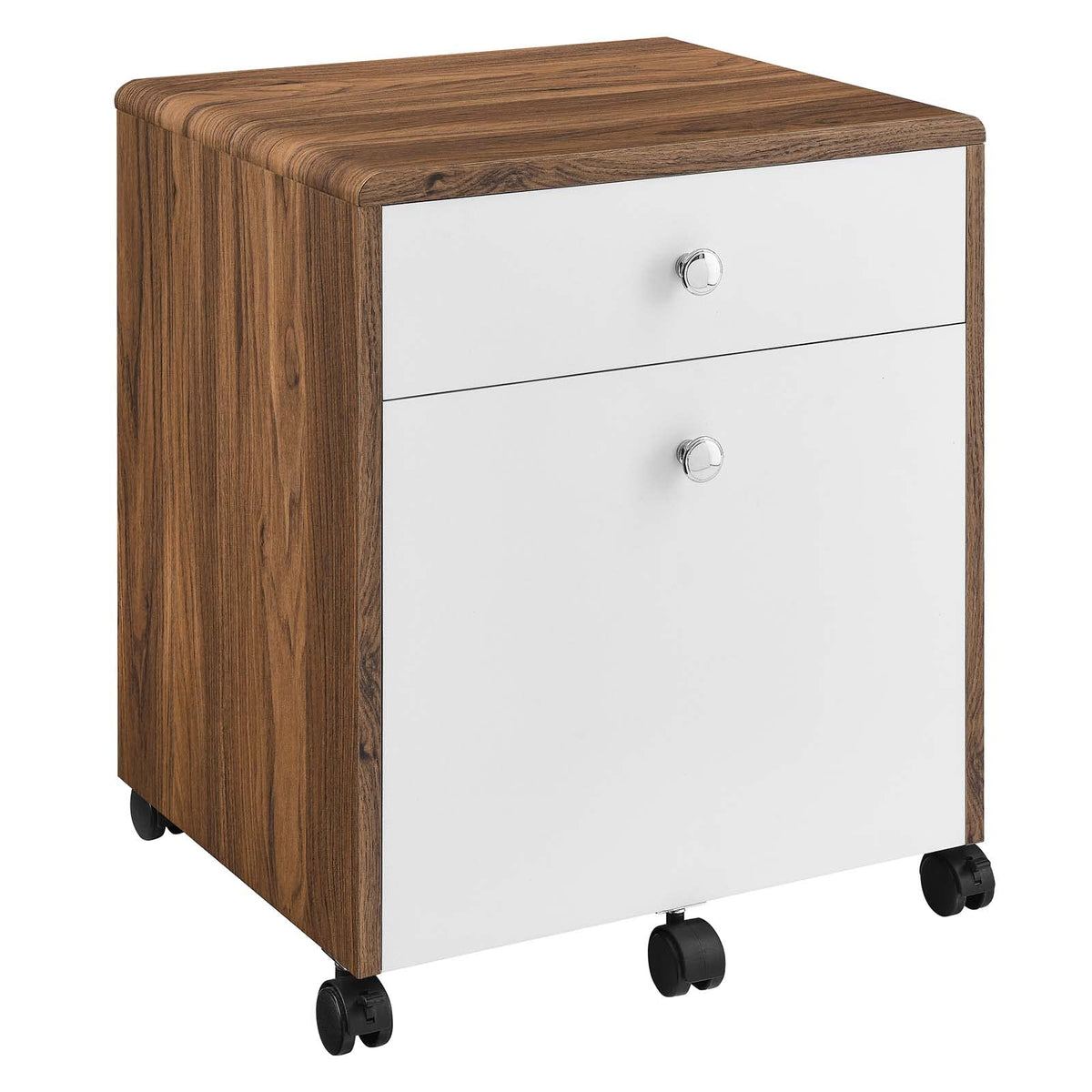 Modway Transmit Modern Wood & Plastic File Cabinet In Walnut/White