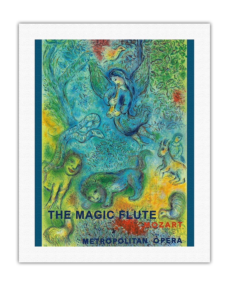The Magic Flute - Mozart - Metropolitan Opera - Vintage Opera Poster by Marc Chagall c.1966 - Fine Art Rolled Canvas Print 20in 