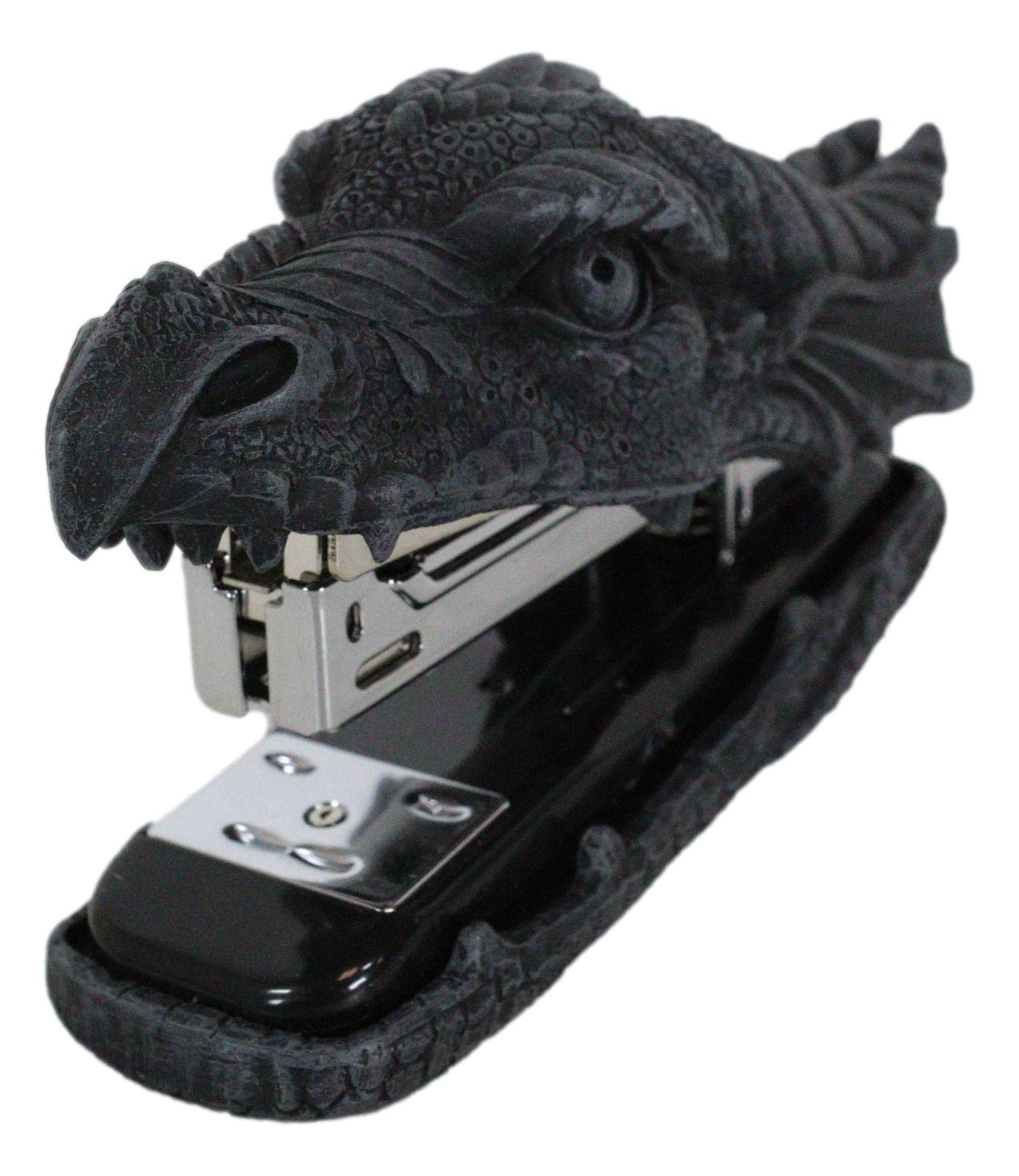 Ebros Gift Legendary Faux Stone Fire Dragon Head Stapler Light Duty Office Desktop Accessory Home Decor Resin Stationery Dungeon
