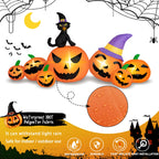 Brdjade 8Ft Long Halloween Inflatables Pumpkin Outdoor Decorations, 7 Blow Up Pumpkins Inflatables With Witch Hat & Black Cat Bu