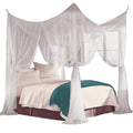 Just Relax Four Corner Post Decorative Elegant Bed Net Canopy Set, White, Full/Queen/King, 86.6X78.7X98.4 Inches