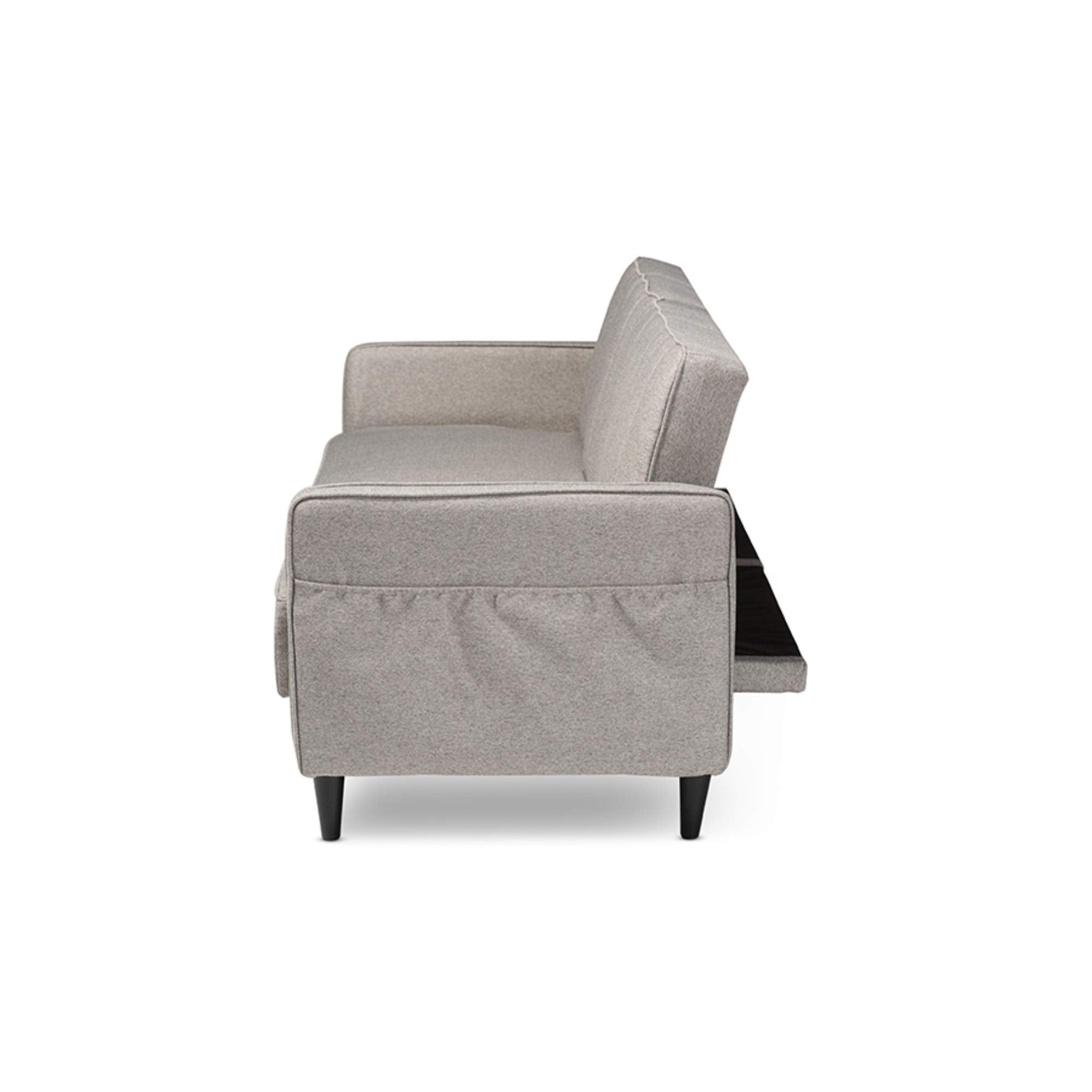 Baxton Studio Colby Mid-Century Modern Light Grey Fabric Upholstered Sleeper Sofa