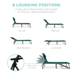 Best Choice Products Patio Chaise Lounge Chair, Portable Outdoor Folding Recliner For Lawn, W/ 8 Positions, Handles, 300Lb Capacity - Forest Green