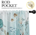 Emvency 2 Pack Valances Window Treatments,Summer Ocean Turtle Sea Teal Starfis Blackout Drapes Adjustable Curtain Valances For W