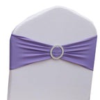 Gankar 50Pcs Stretch Spandex Lavender Chair Sashes For Wedding Chair Bands With Buckles, Lavender Chair Bows For Party Banquet T