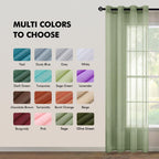 Miulee 2 Panels Sage Green Semi Sheer Window Curtains Elegant Grommet Top Window Voile Panels/Drapes/Treatment Linen Textured Light Green Panels For Bedroom Living Room (54X84 Inches)