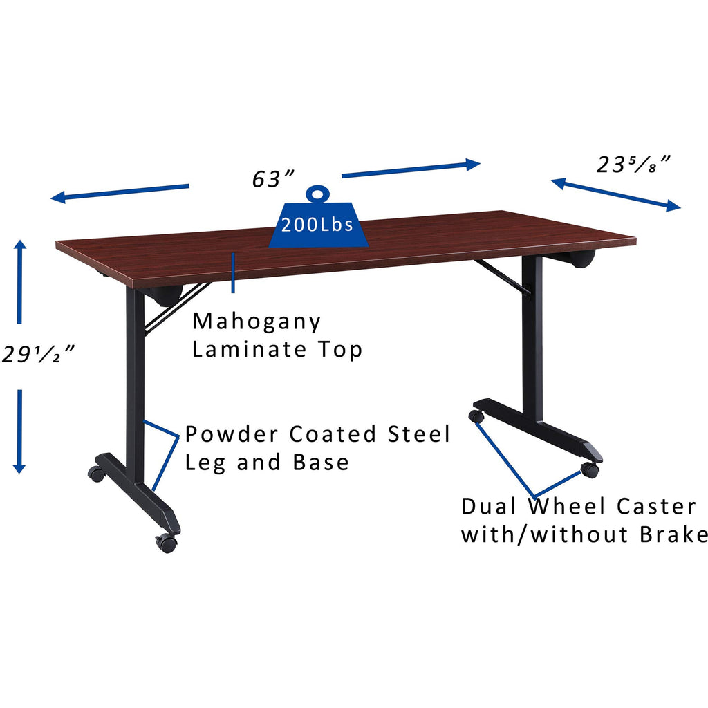 Lorell, LLR60735, Mobile Folding Training Table, 1 Each