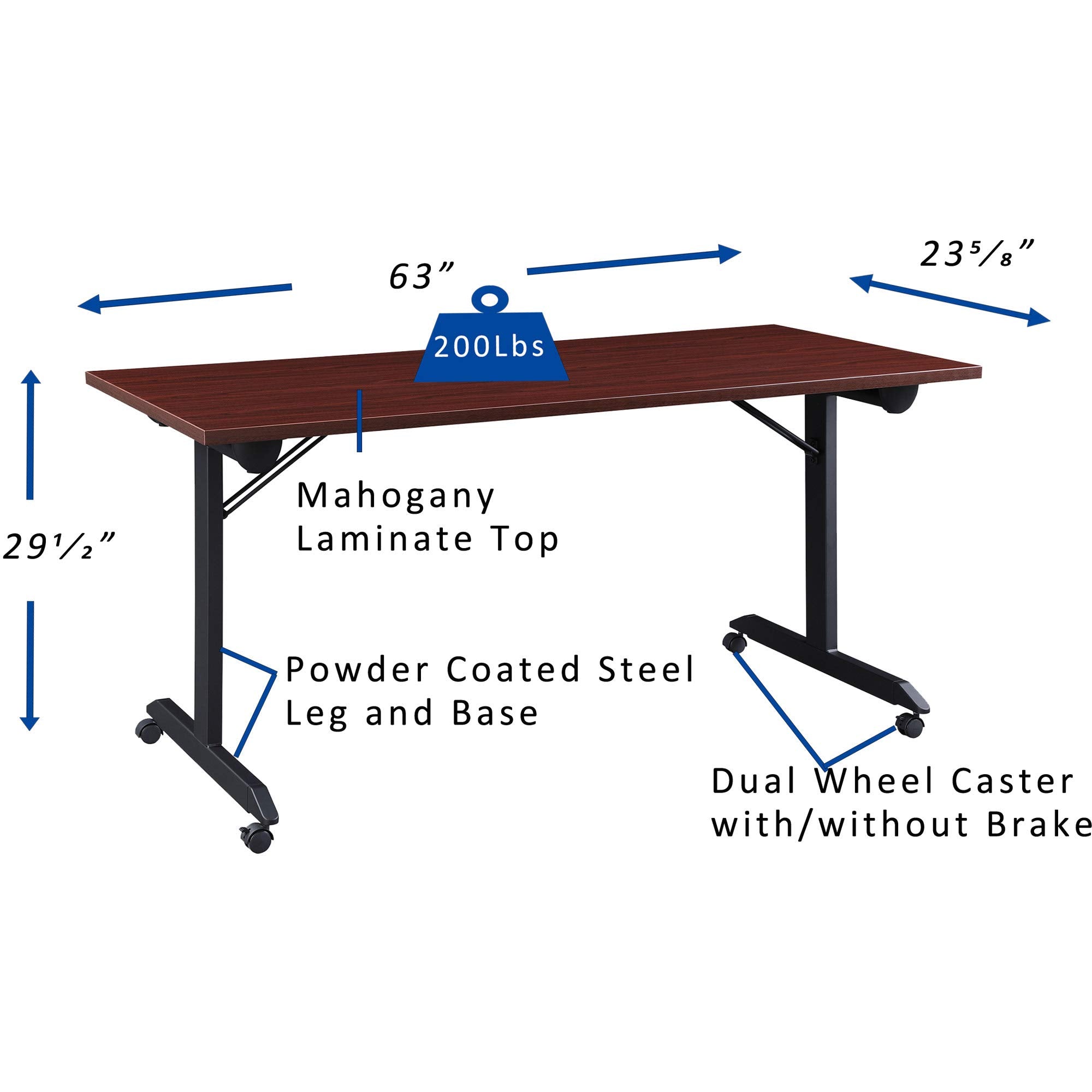 Lorell, LLR60735, Mobile Folding Training Table, 1 Each