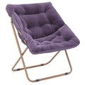 MoNiBloom Square Folding Faux Fur Saucer Chair for Bedroom Living Room Dorm Courtyard Foldable Metal Frame Oversized Large Comfy