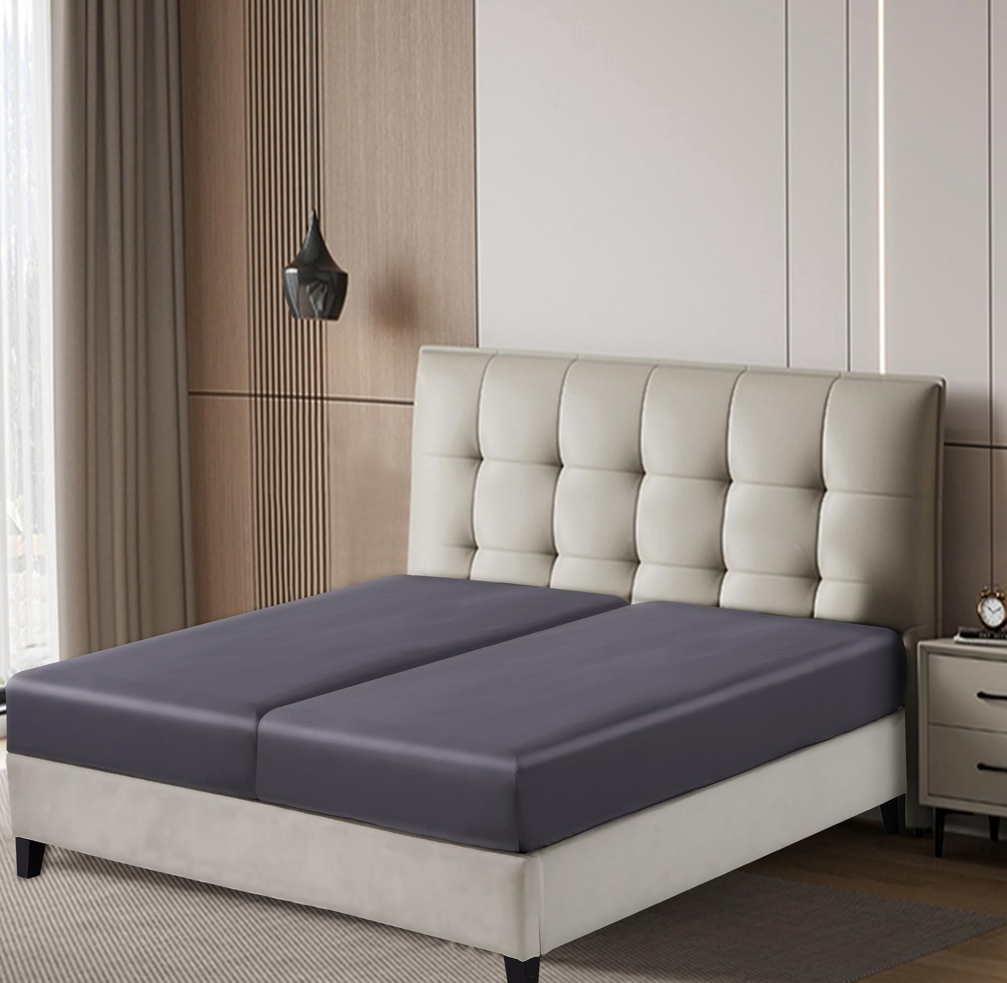 Fitted Sheet 1 Pack Split King Size Only Viscose Derived From Bamboo,400 Thread Count 2-Pack 80'X39',8-16' Deep Pocket,Bottom