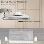 Vivo Small Clamp-On Computer Keyboard And Mouse Under Desk Slider Tray, 20 X 11 Inch Pull Out Platform Drawer, White, Mount-Kb05