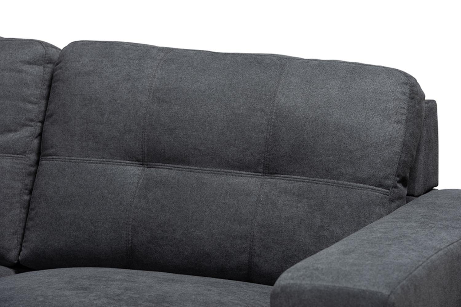 Baxton Studio Langley Dark Grey Sectional Sofa with Left Facing Chaise