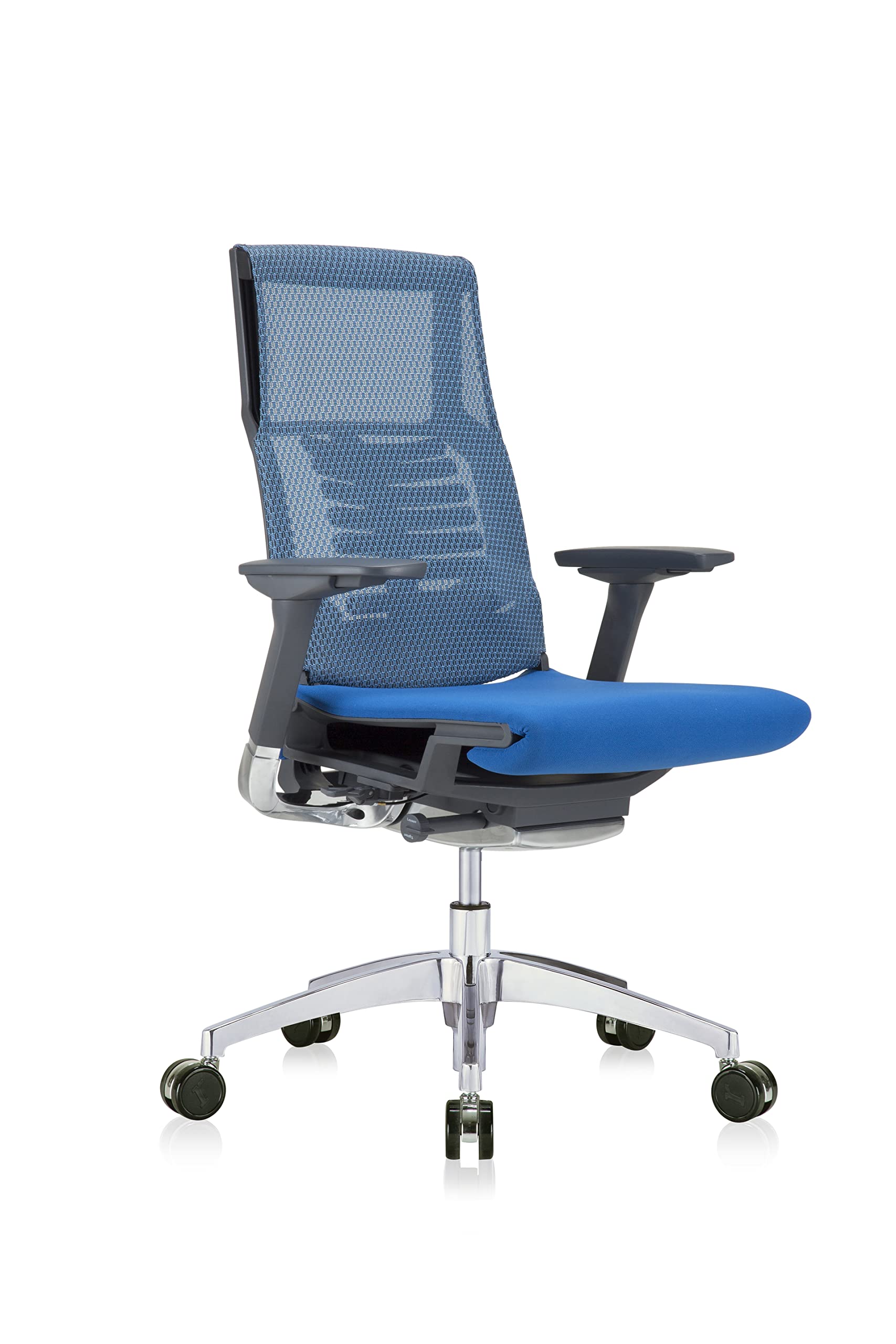 Powerfit Exec Chair Blue Fabric Seat/Mesh Back-Charcoal Frame