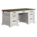 Intercon Drake Home Office 66" Wide Executive Desk, Rustic White & French Oak Furniture