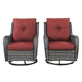 Rilyson Patio Chairs Rocking Swivel Chiar - 2 Piece Outdoor Wicker Furniture Chairs Set Rattan Rocker Chairs With High Back And