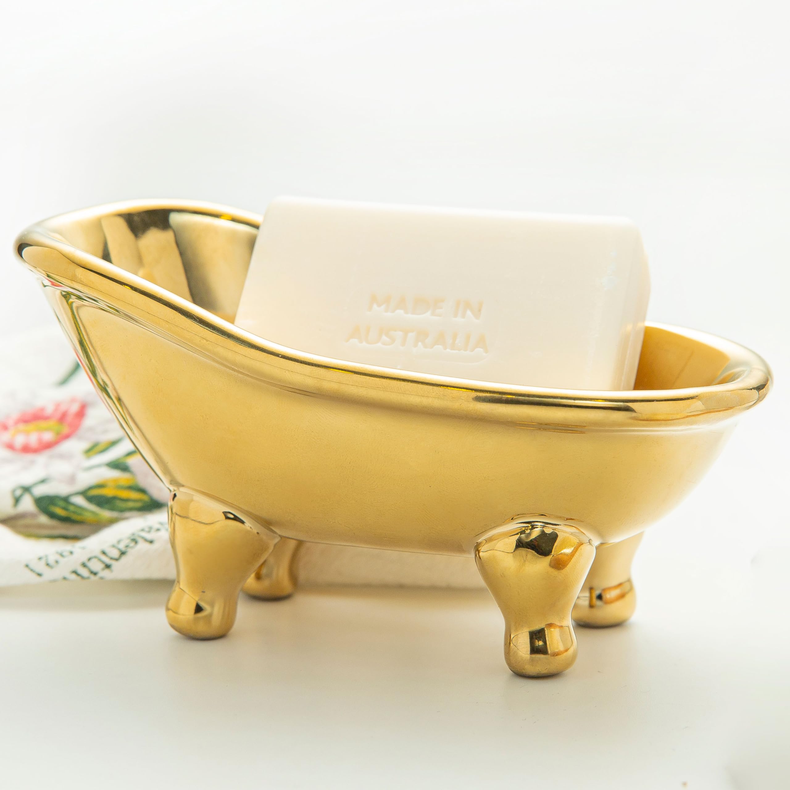 5.6 Ceramic Mini Bathtub Soap Dish Decortative Clawfoot Bathroom Soap Dish (Crme)