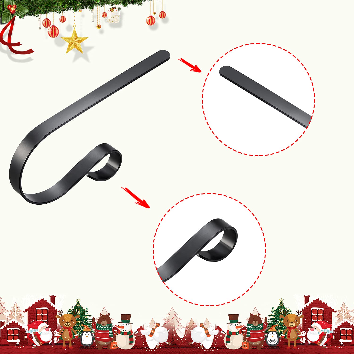 Edoneery Christmas Stocking Holders For Fireplace Mantle With Separate Double-Sided Tapes, Non-Slip Stocking Hangers For Shelves