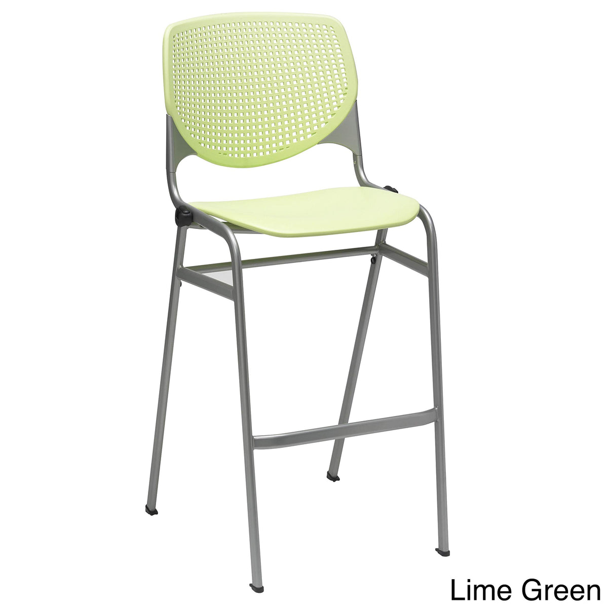 Kfi Seating Kool Series Polypropylene Bar Stool With Perforated Back, Lime Green Finish