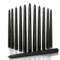 CANDWAX 10 inch Taper Candles Set of 12 - Tall Candles Unscented - Black Tapered Candle Sticks Perfect as Halloween Decoration C