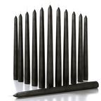 CANDWAX 10 inch Taper Candles Set of 12 - Tall Candles Unscented - Black Tapered Candle Sticks Perfect as Halloween Decoration C