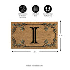 Evergreen Monogram Coir Doormat | Letter I | Front Door Mat For Outdoor Indoor Entrance | 28X16 Inches | Non-Slip Backing Doorwa